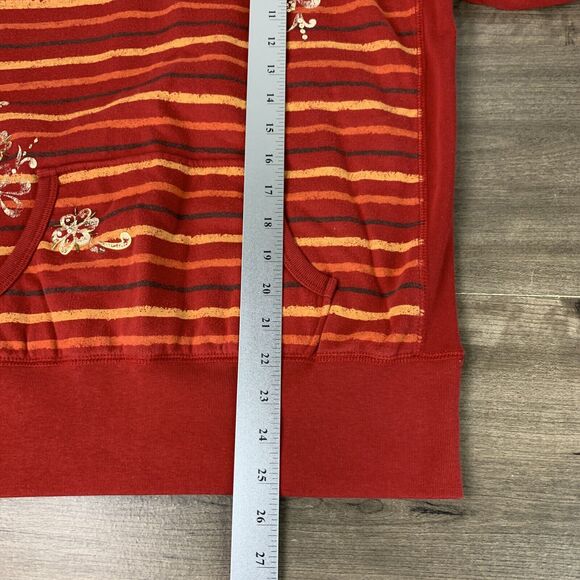 Maurices Womens Hoodie Sweatshirt Large Long Sleeve Striped Floral Sequin Pocket - Picture 6 of 8